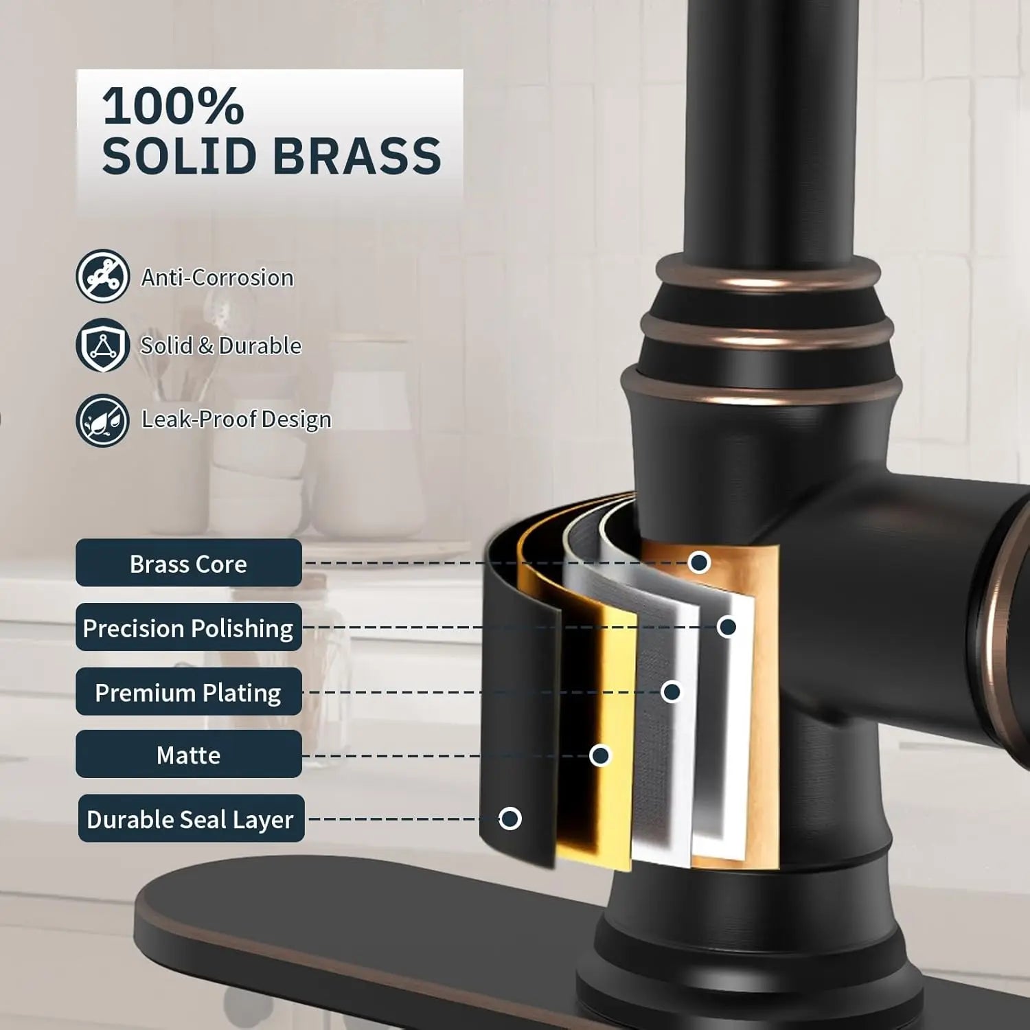 Solid Brass Pull Down Sprayer, Oil Rubbed Bronze