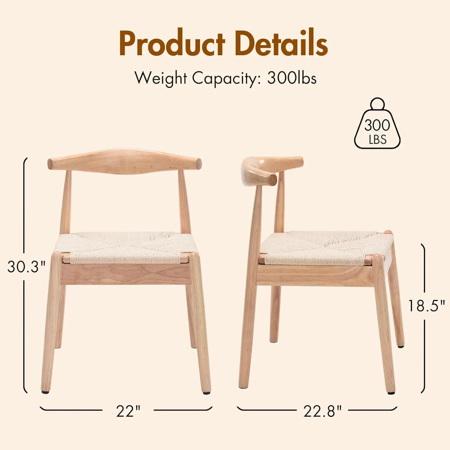 2, Mid Century Modern Solid Wood