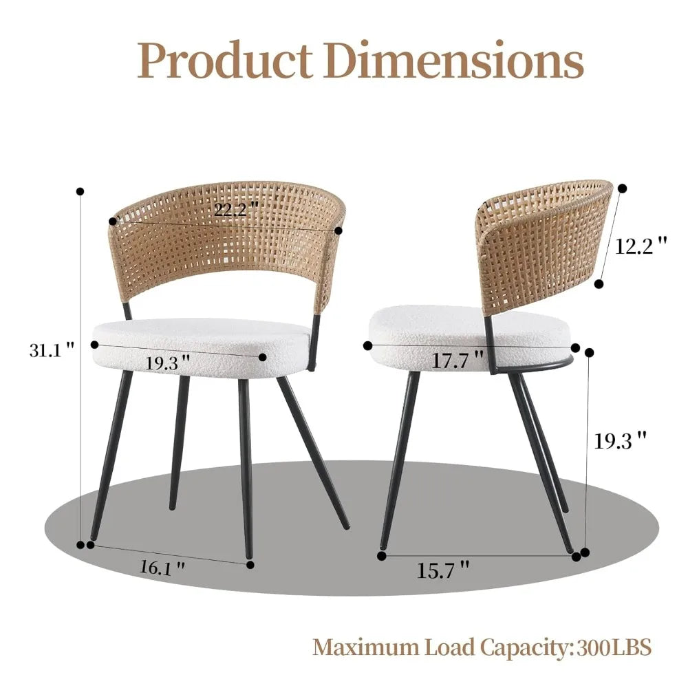 4 Rattan Metal Legs Upholstered