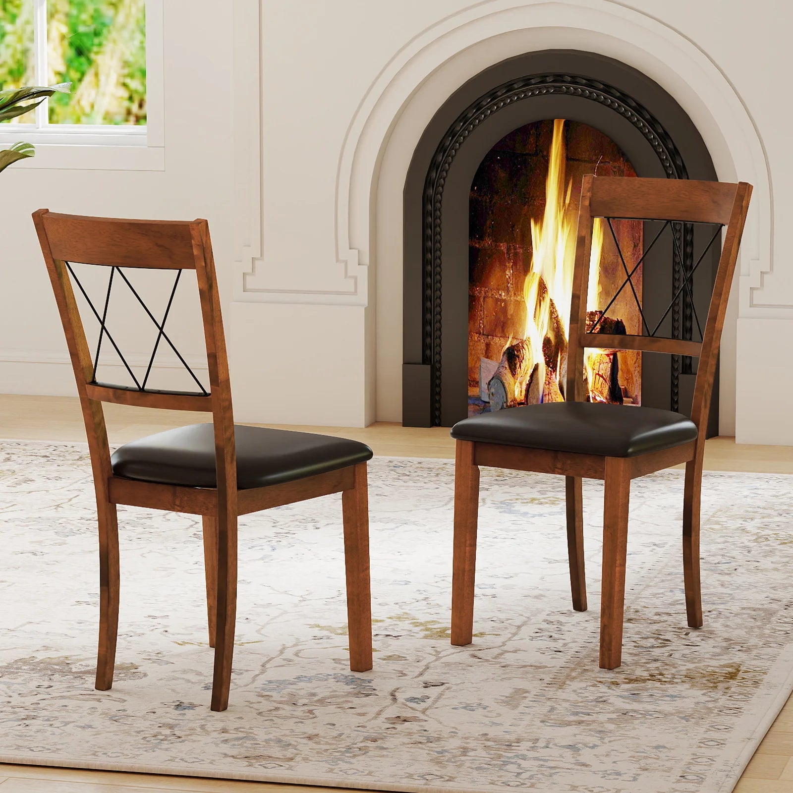 2 Modern Armless Elegant Hollowed Backrest
