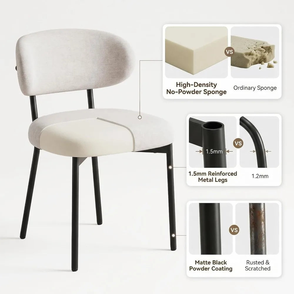 2 Modern Curved Backrest Cushioned Seat