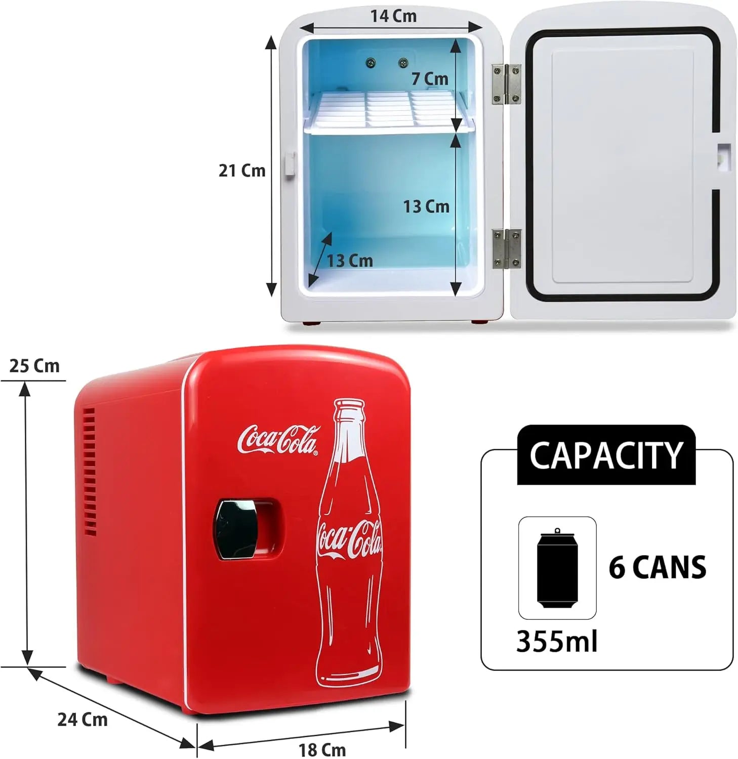4L 6 Can Portable Personal Refrigerator 12V DC/110V AC, Red