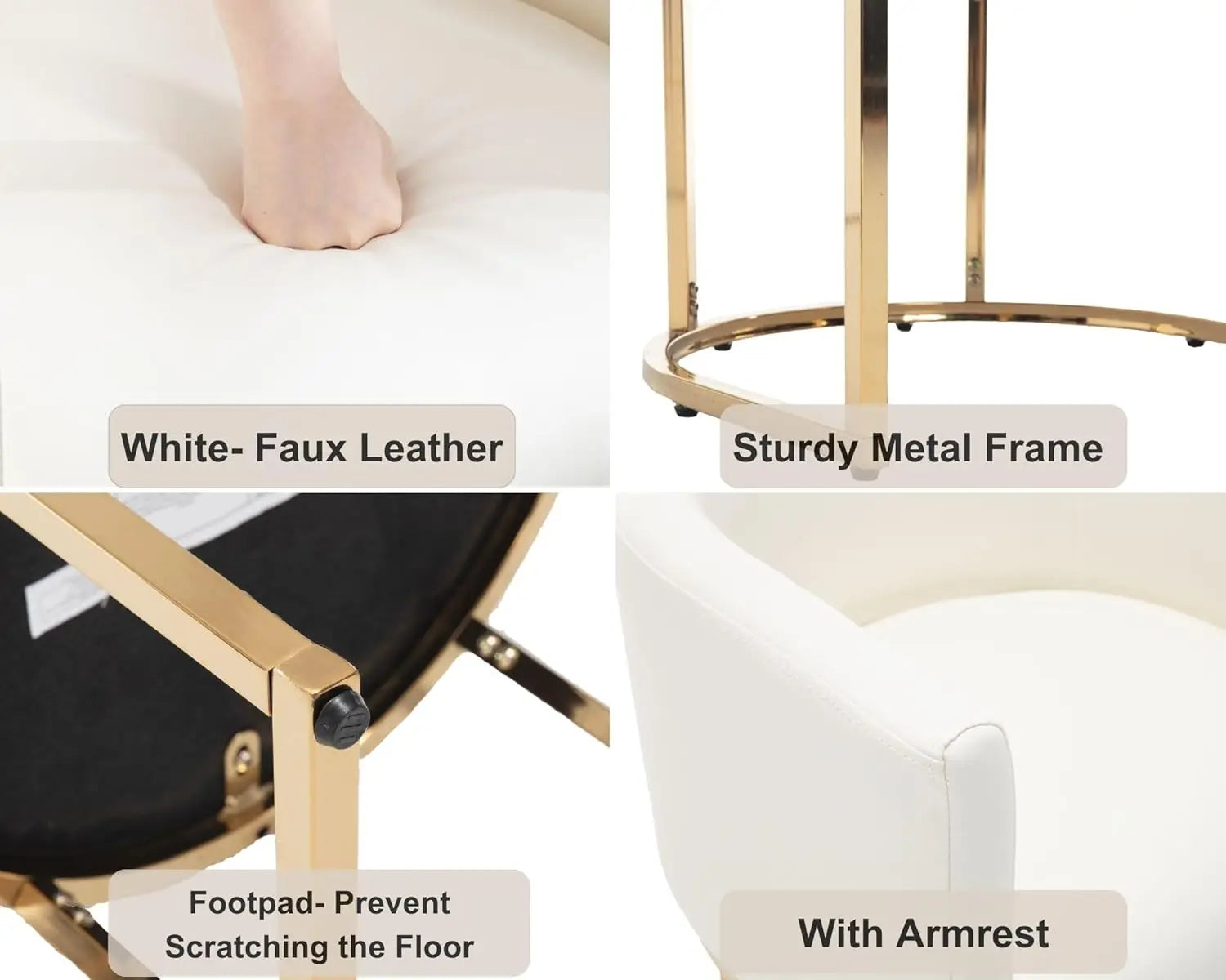 Faux Leather Upholstered Barrel Metal Frame