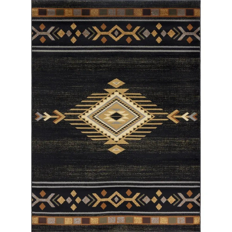 5'3"x7'3" Tribes Black Southwest