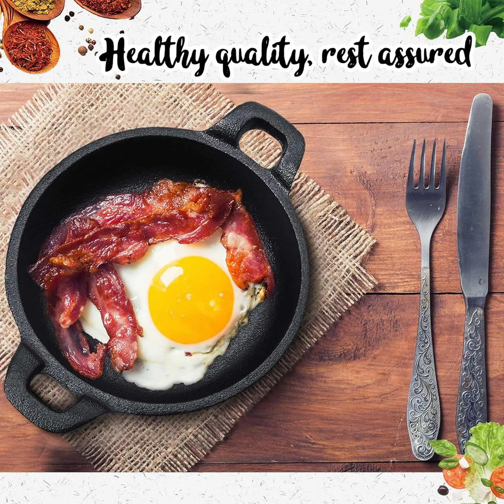 20 Pack Mini Cast Iron Skillets, 5x5 Inch Oven-Safe