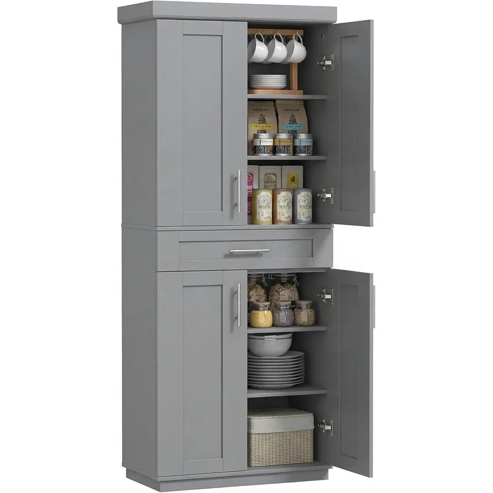 72"T Pantry Cabinet 4 Doors & 3 Adjustable Shelves