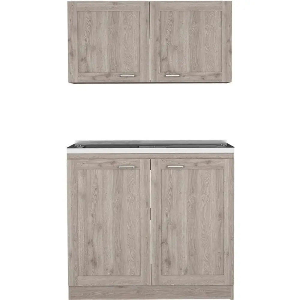 2-Piece Light Grey Cabinet Set W/Countertop