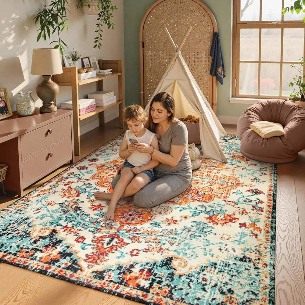 Bohemian 5X7 Oriental Distressed Washable
