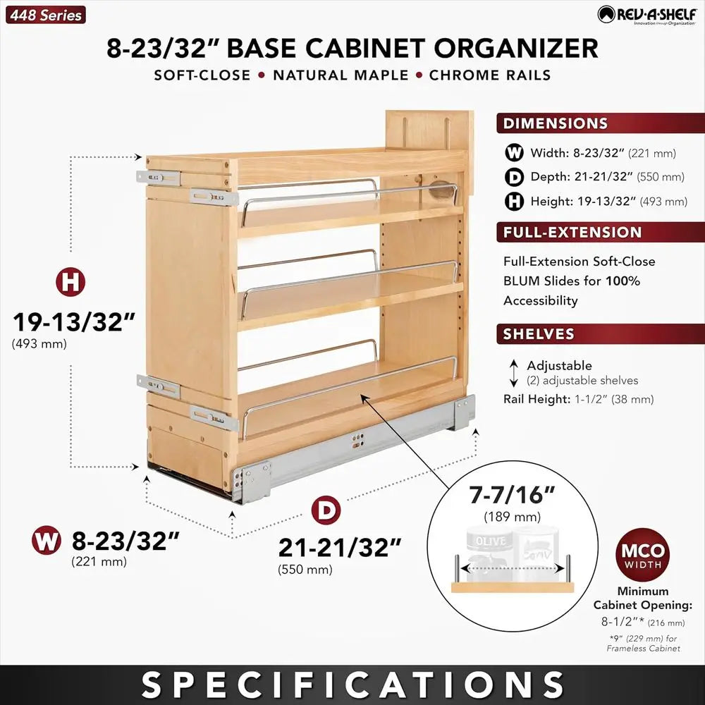 8 Pullout Wood Storage Organizer