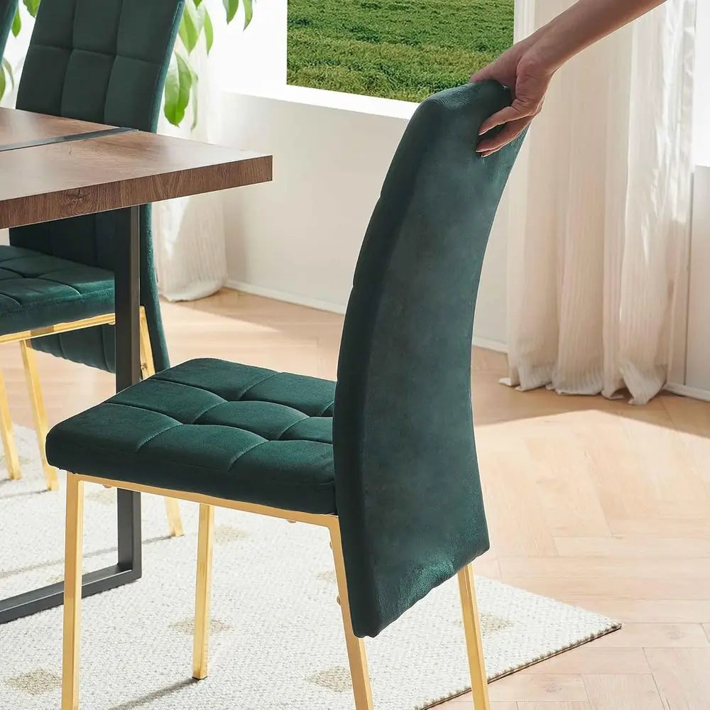 6 Upholstered Velvet High Back Tufted