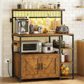 Bakers Rack W/Outlet/MW Stand/Cabinet/Coffee Bar