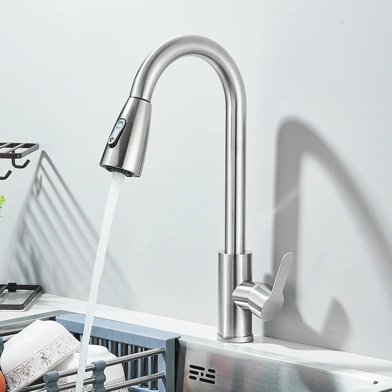 Brushed Nickel Flexible Pull Out Nozzle