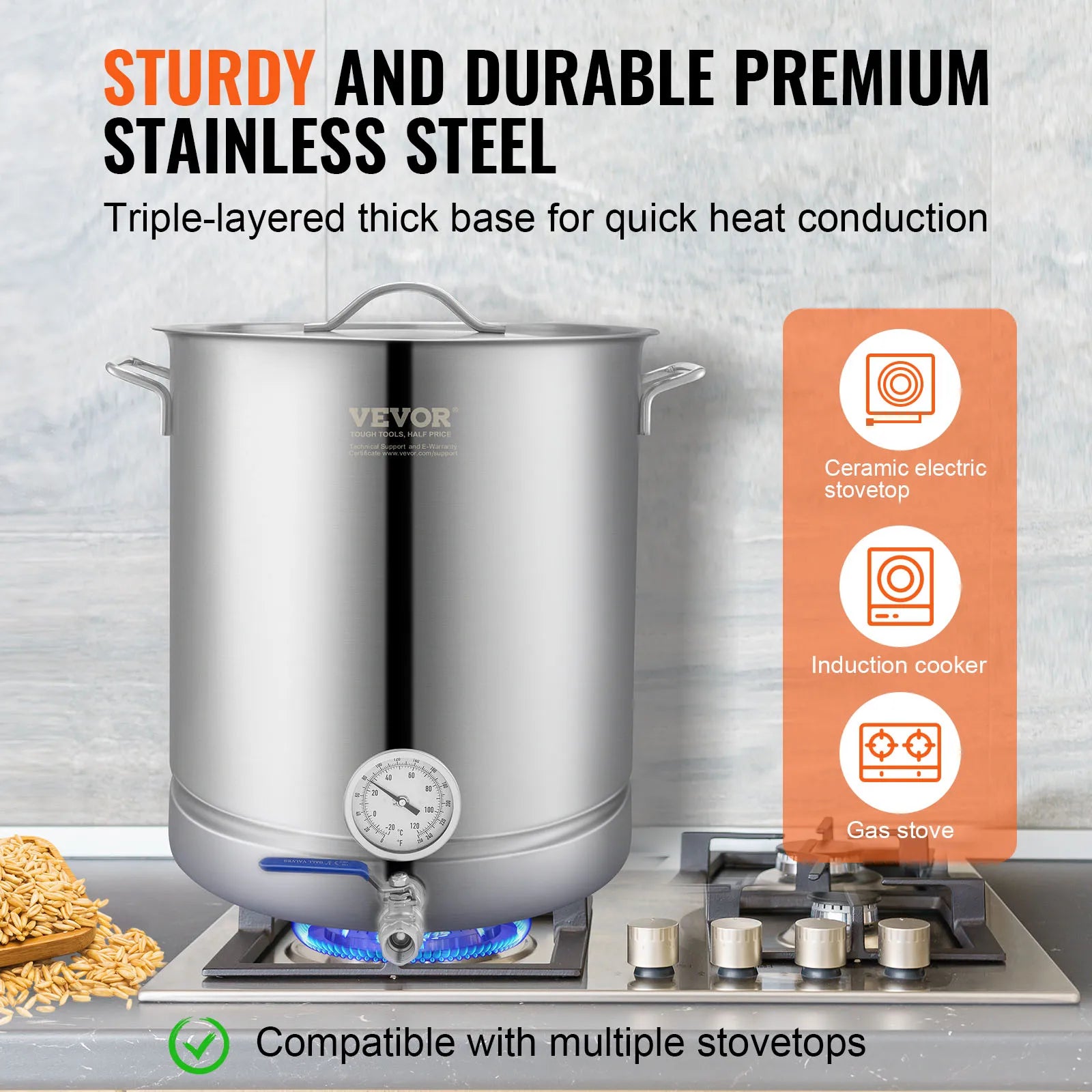 Stainless Kettle 16 GALLON Brewing Pot