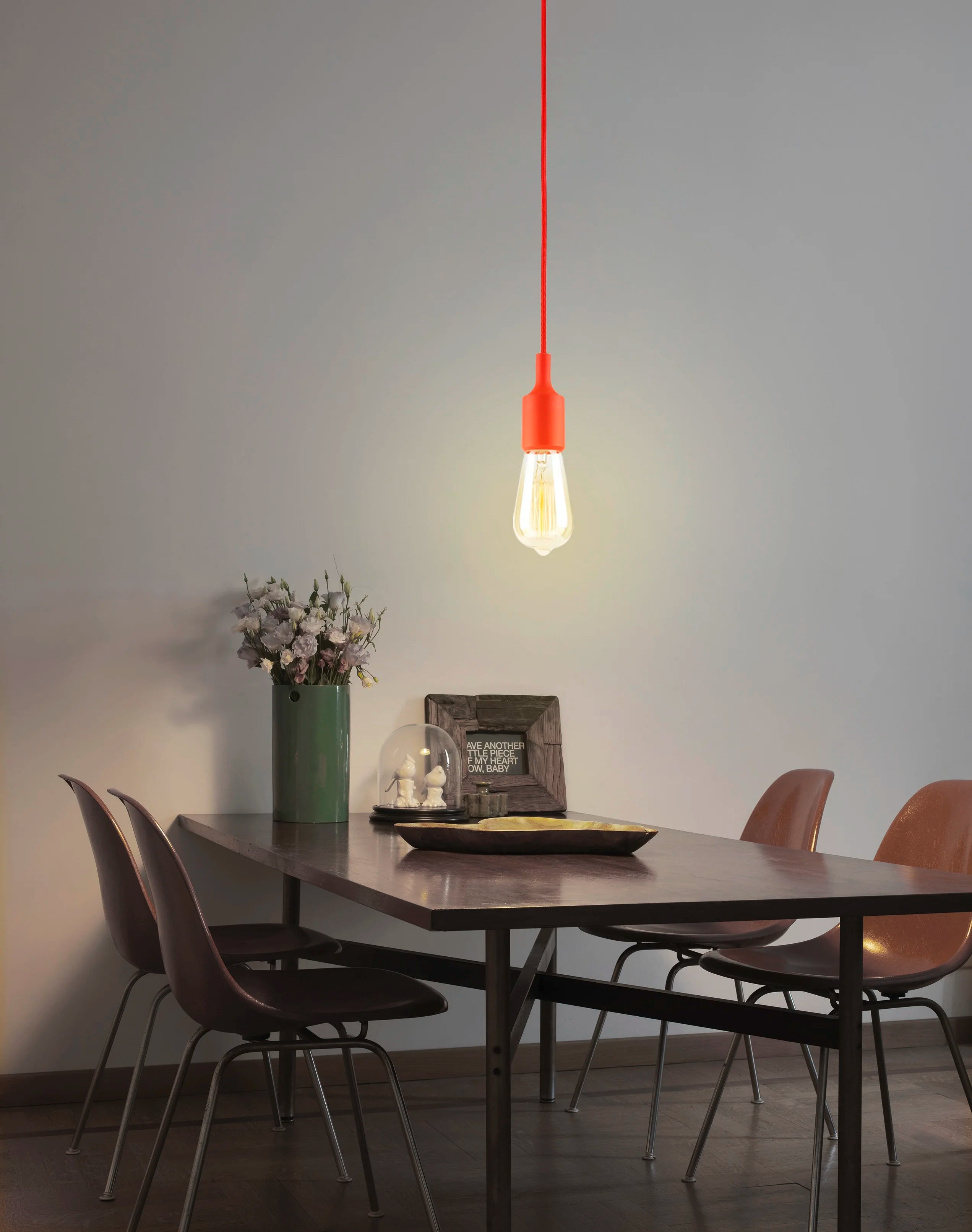 4 Pack Socket Pendant Light Red