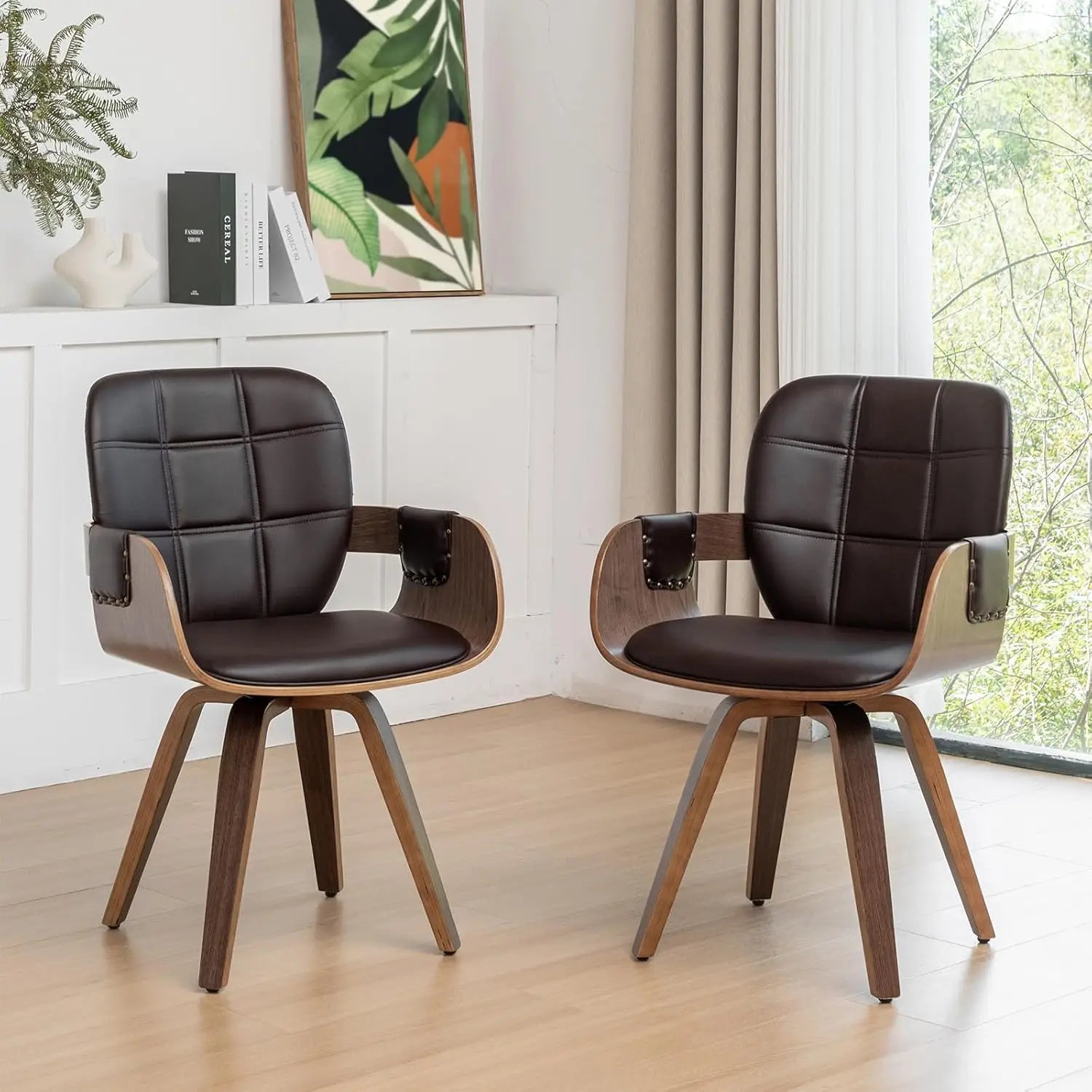 2 MCM Swivel Faux Leather