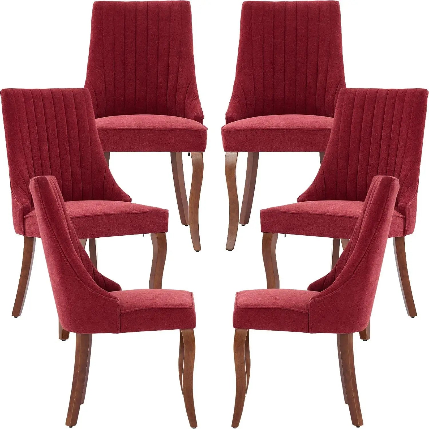 6 Velvet Upholstered Mid Century Wood Legs