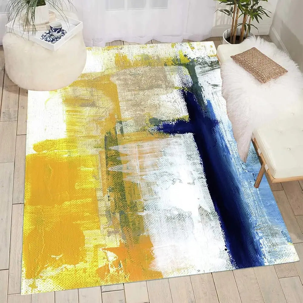 5x7 Contemporary Abstract Blue/Yellow