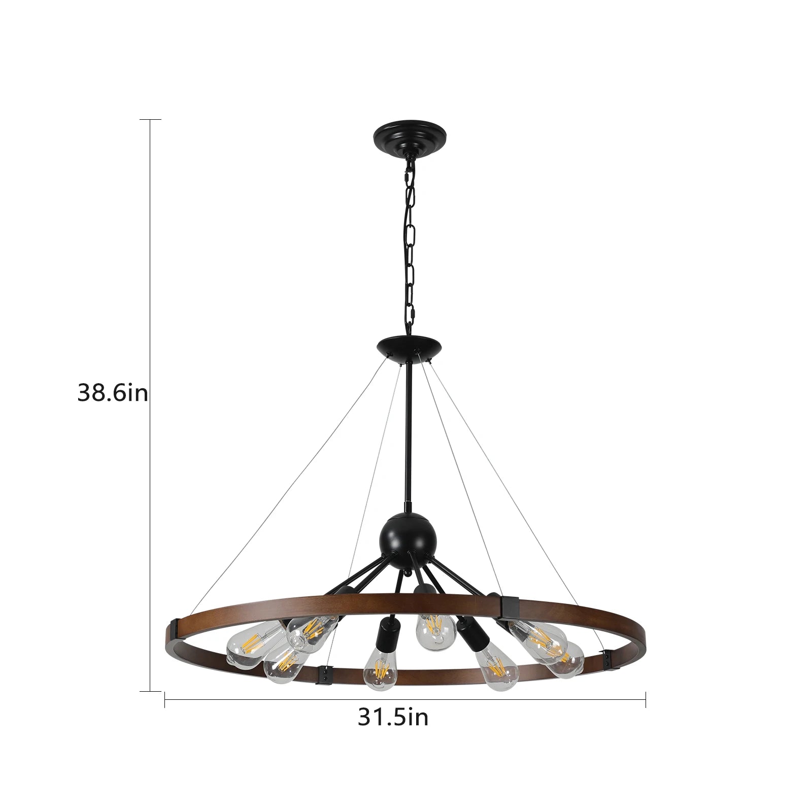 Industrial Retro Iron & Wood Chandelier