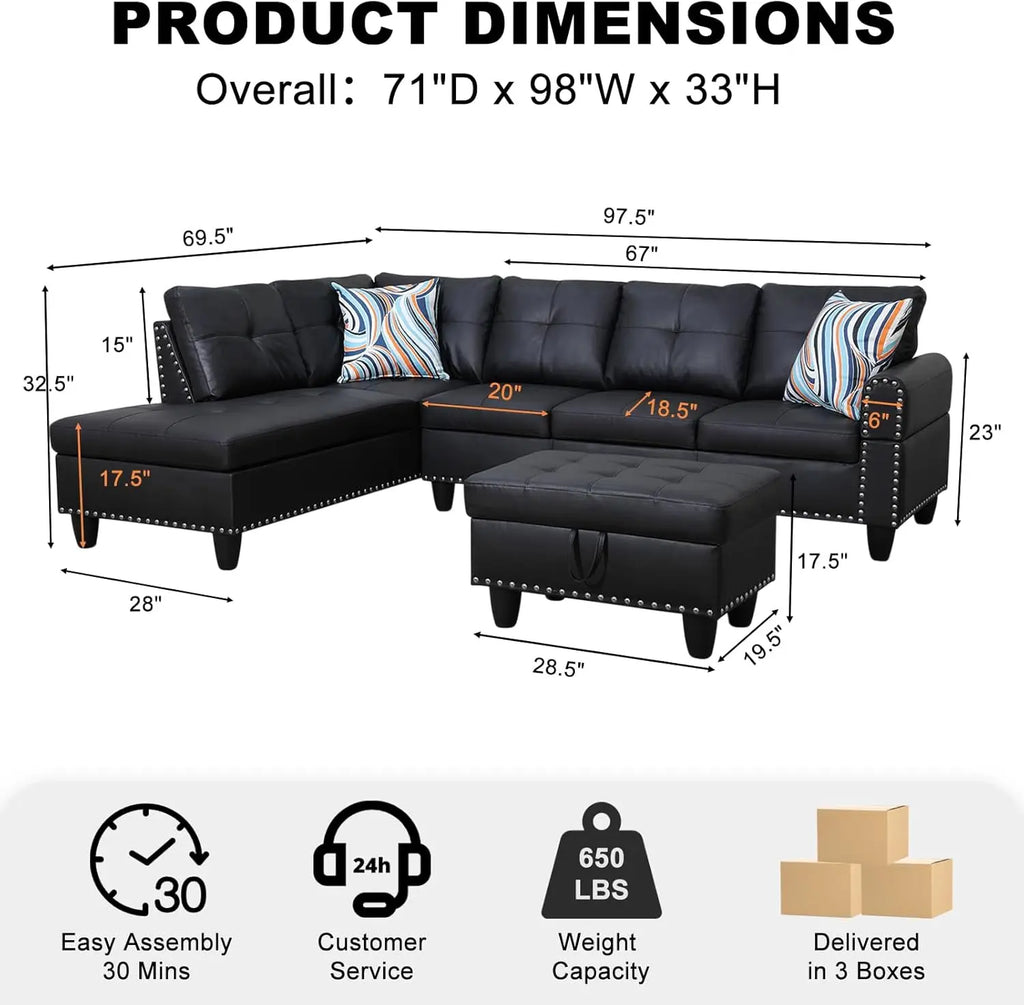 Sectional Sofa with Chaise Lounge