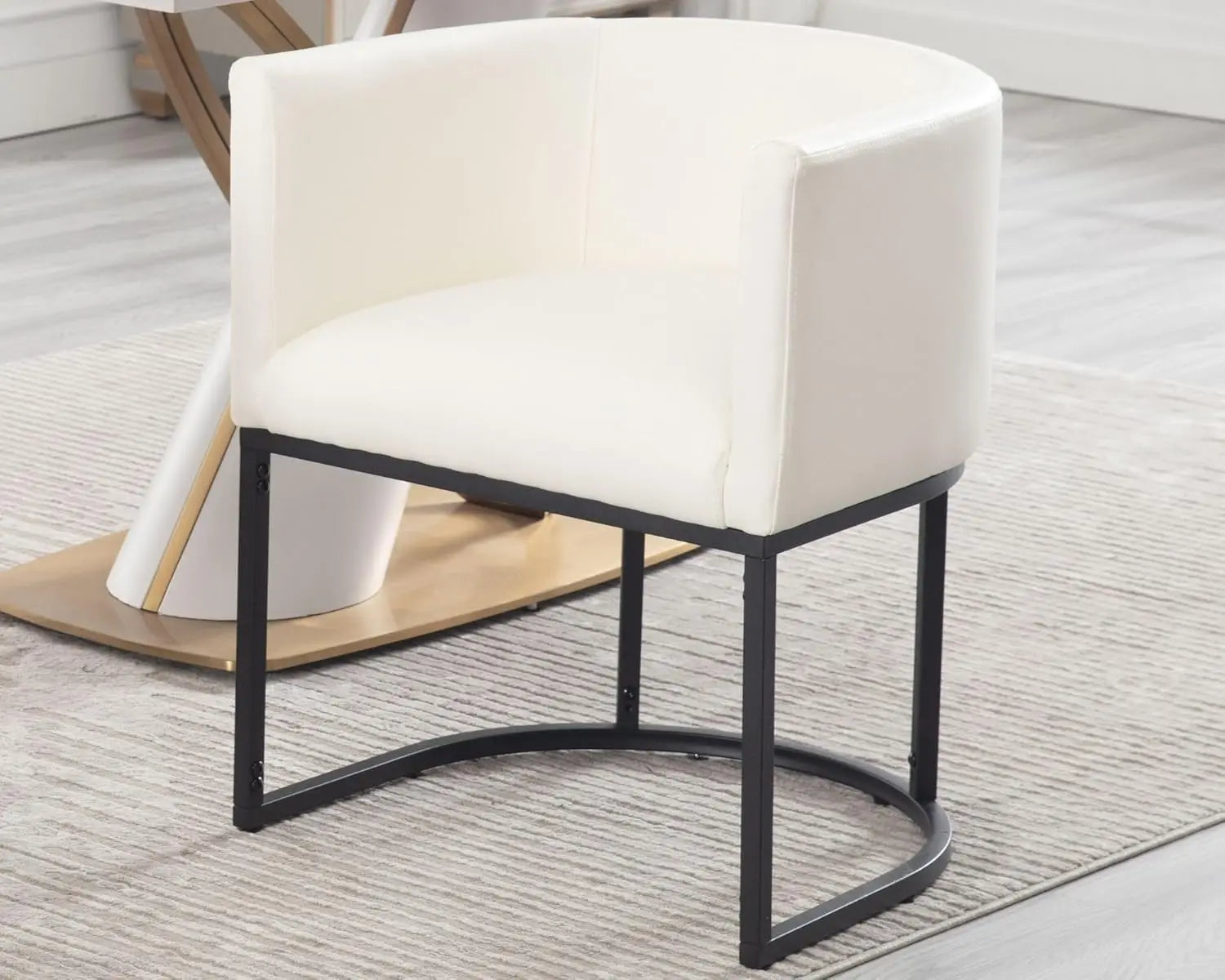 Faux Leather Upholstered Barrel Metal Frame