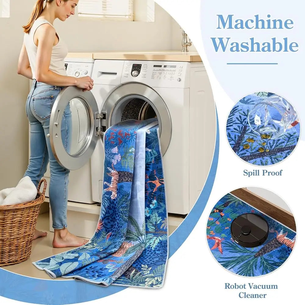 5x7 Washable Jungle Animal Blue
