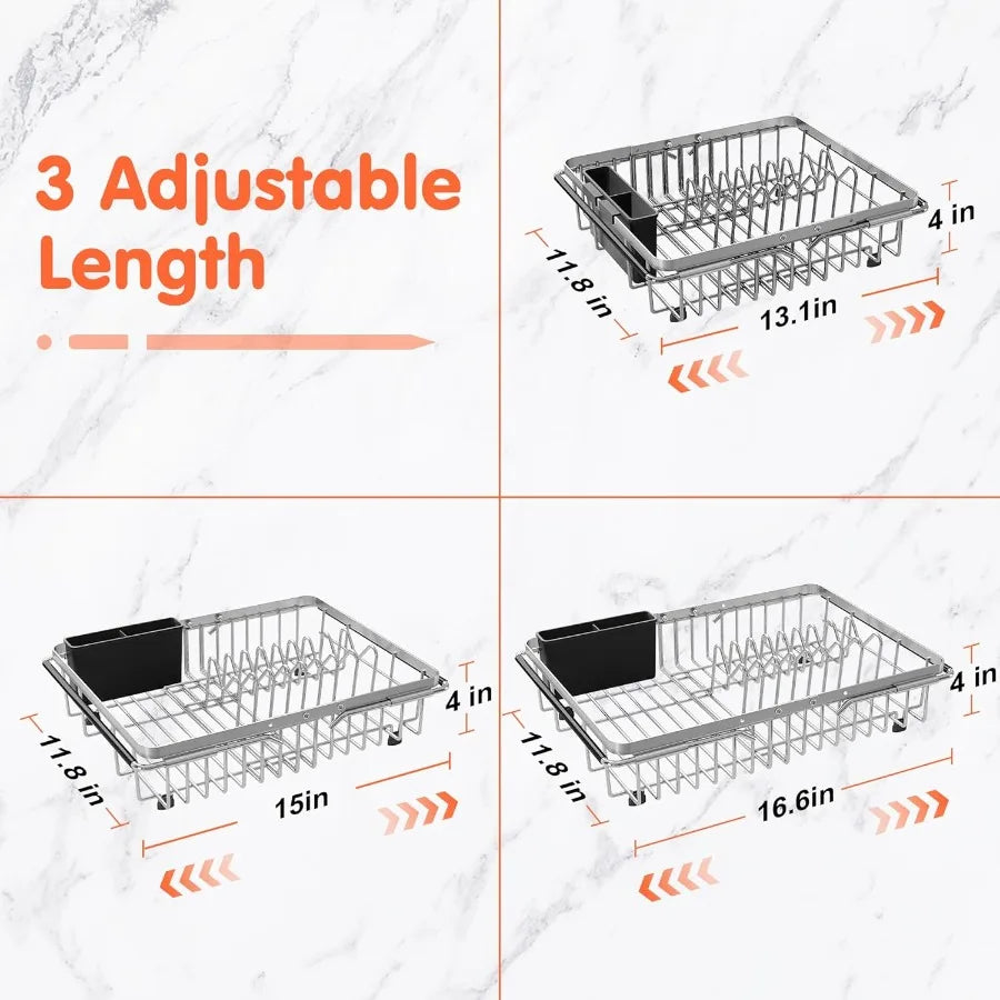 Dish Rack Sink Expandable Stainless Steel