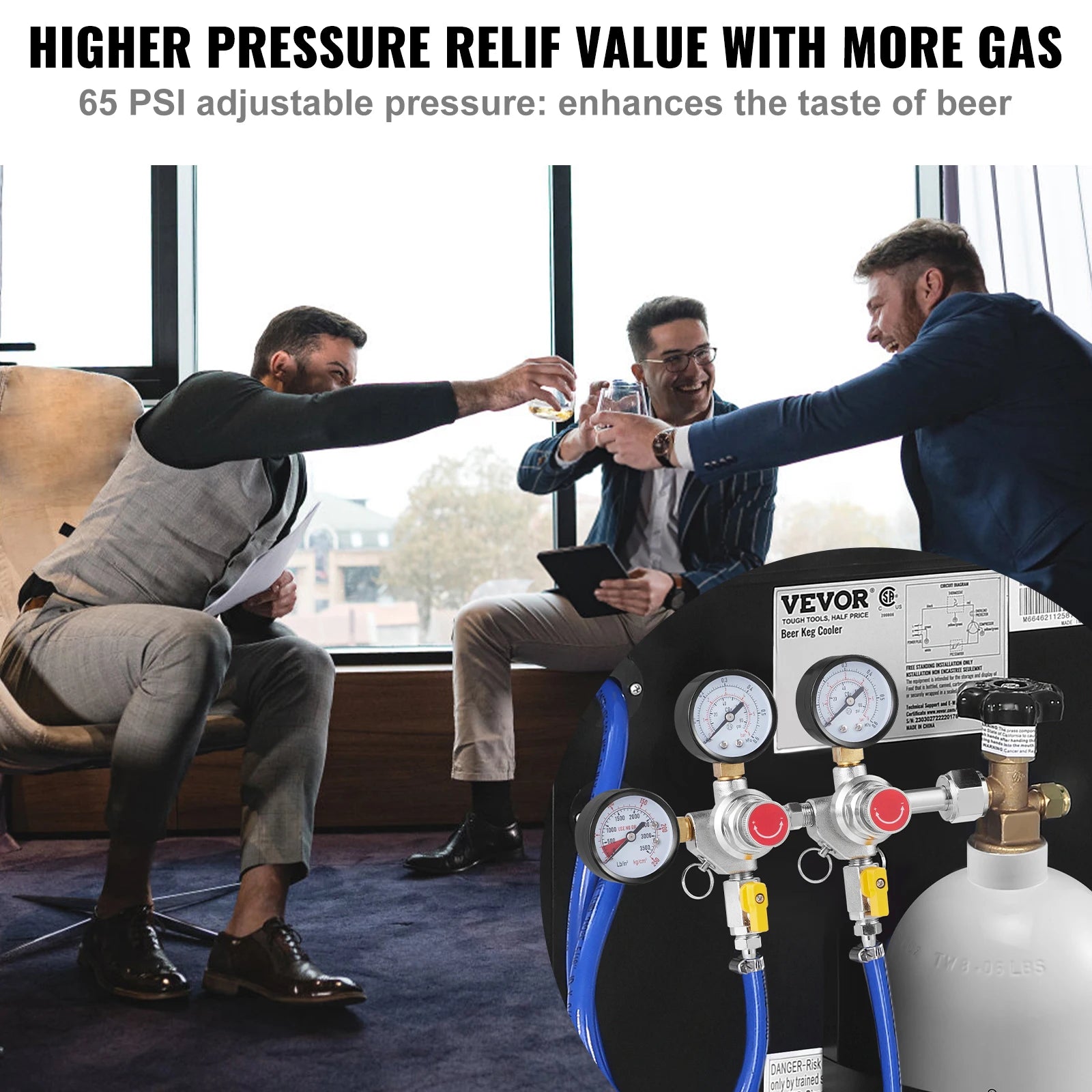 CO2 Regulator Dual Triple Gauges with Check Valve