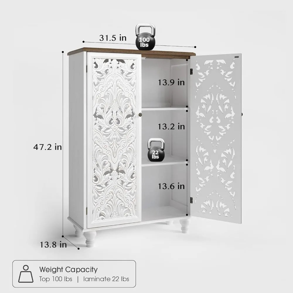 Tall Storage Cabinet with Doors and Shelves