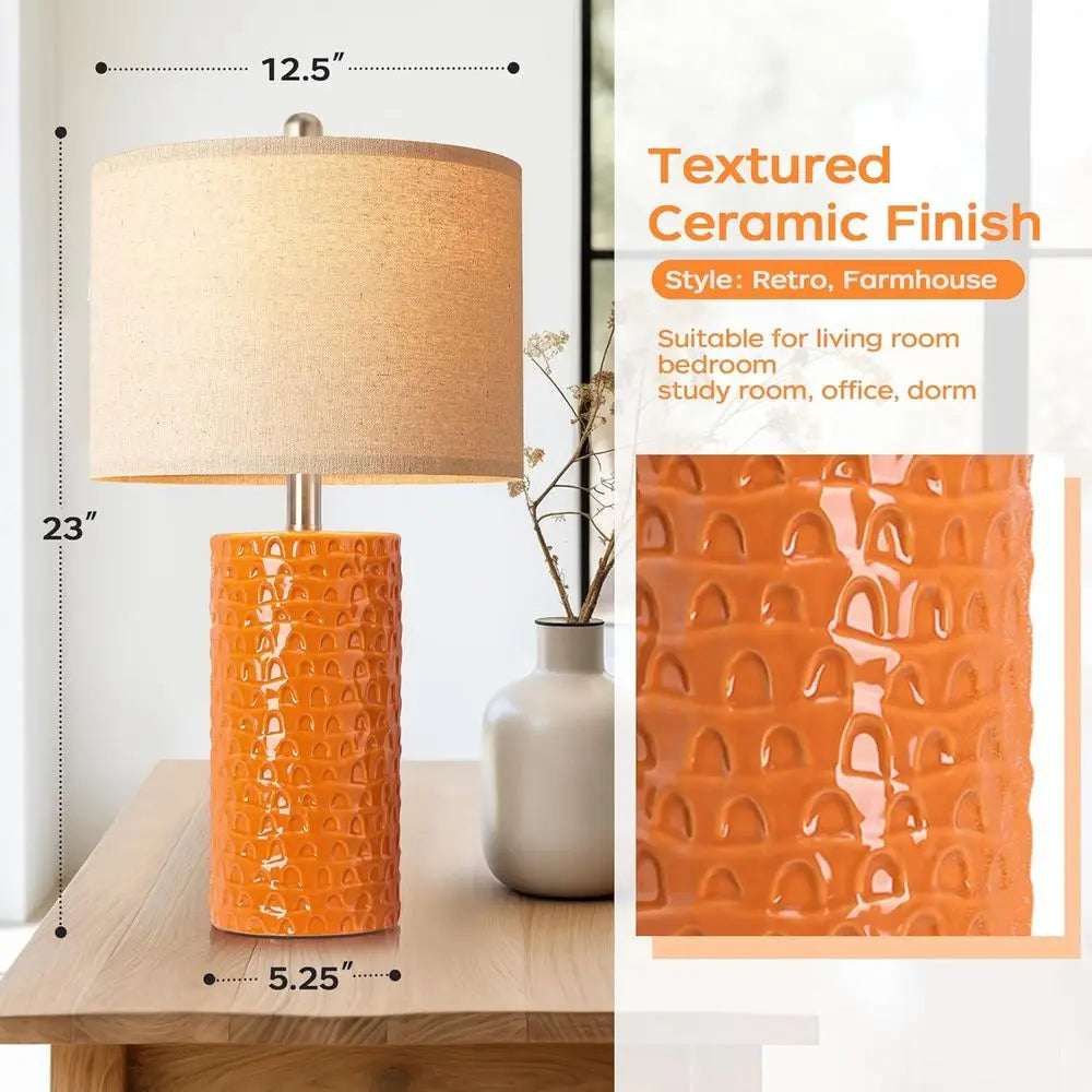 2 MCM Rustic 23" Ceramic Lamp