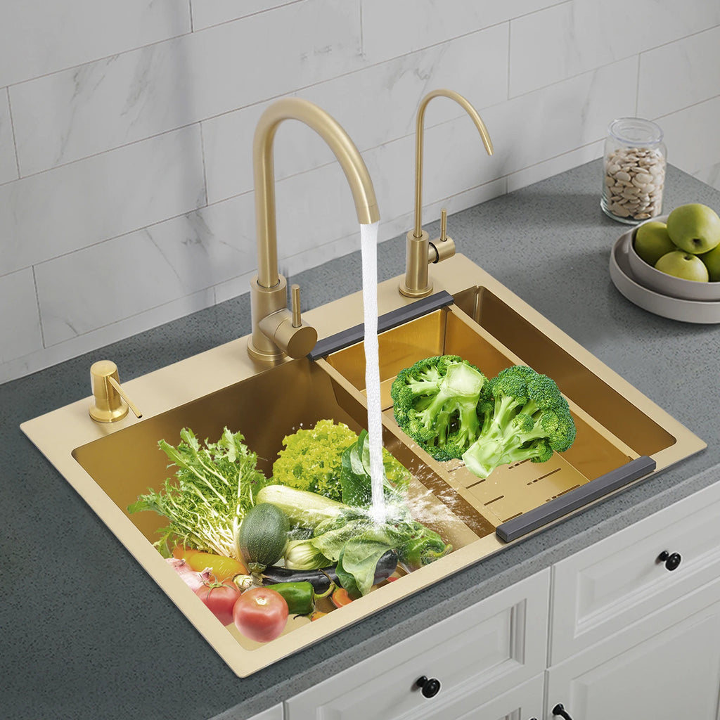 Gold Drop in 23.62x17.72" Stainless Single Bowl