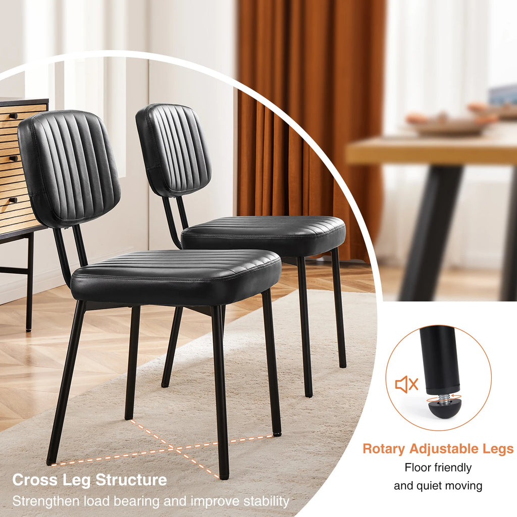 2 Faux Leather Modern Ergonomic Lumbar Support