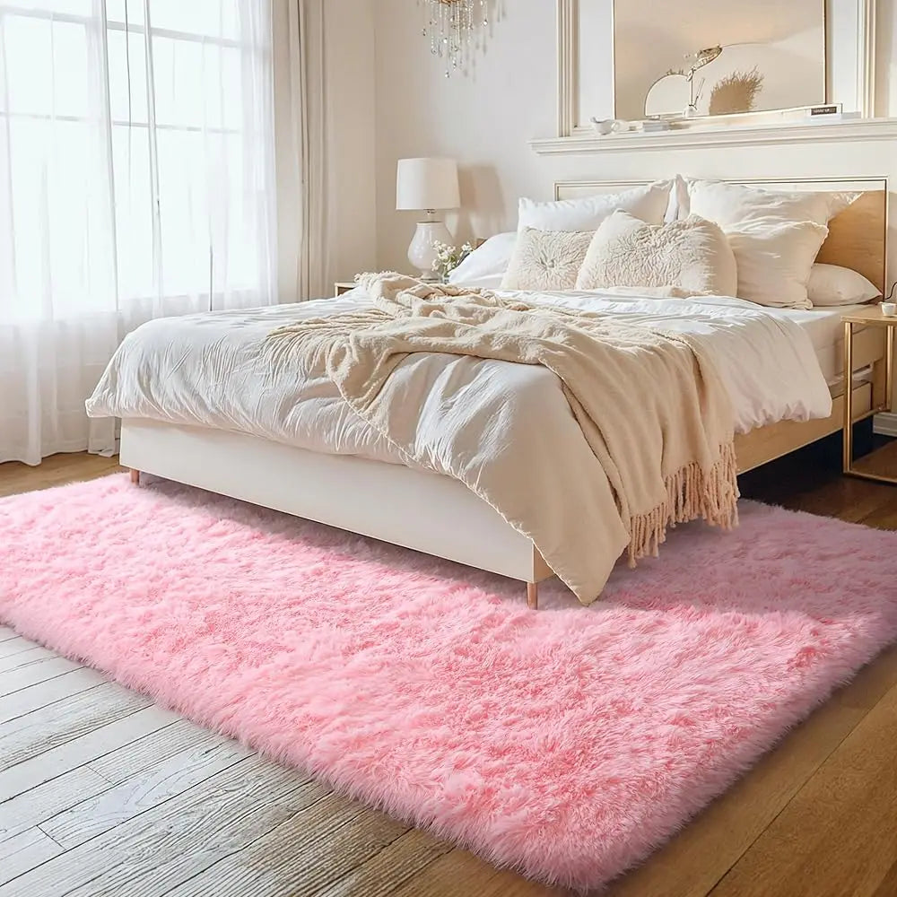 5x8 Plush Pink Fluffy Fuzzy Washable