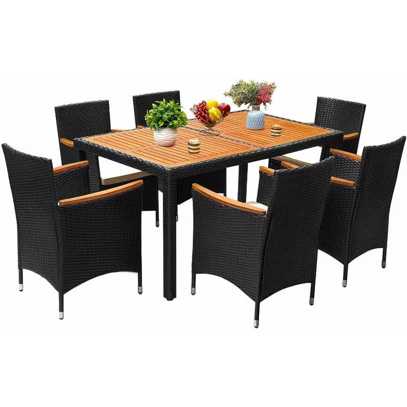 7 Piece Patio Set Acacia Wood Table