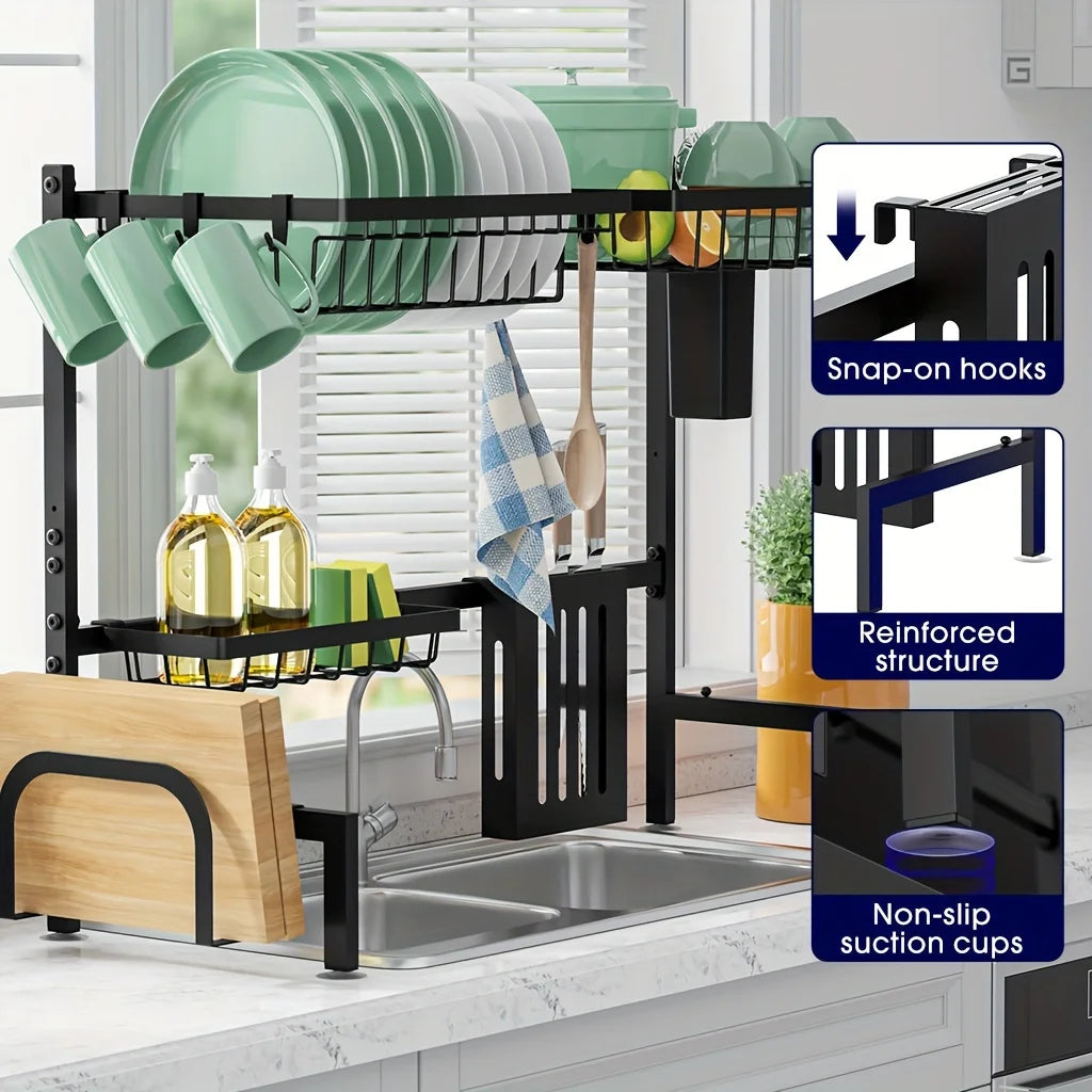 Adjustable Dish Rack - Over-the-Sink Stainless Steel