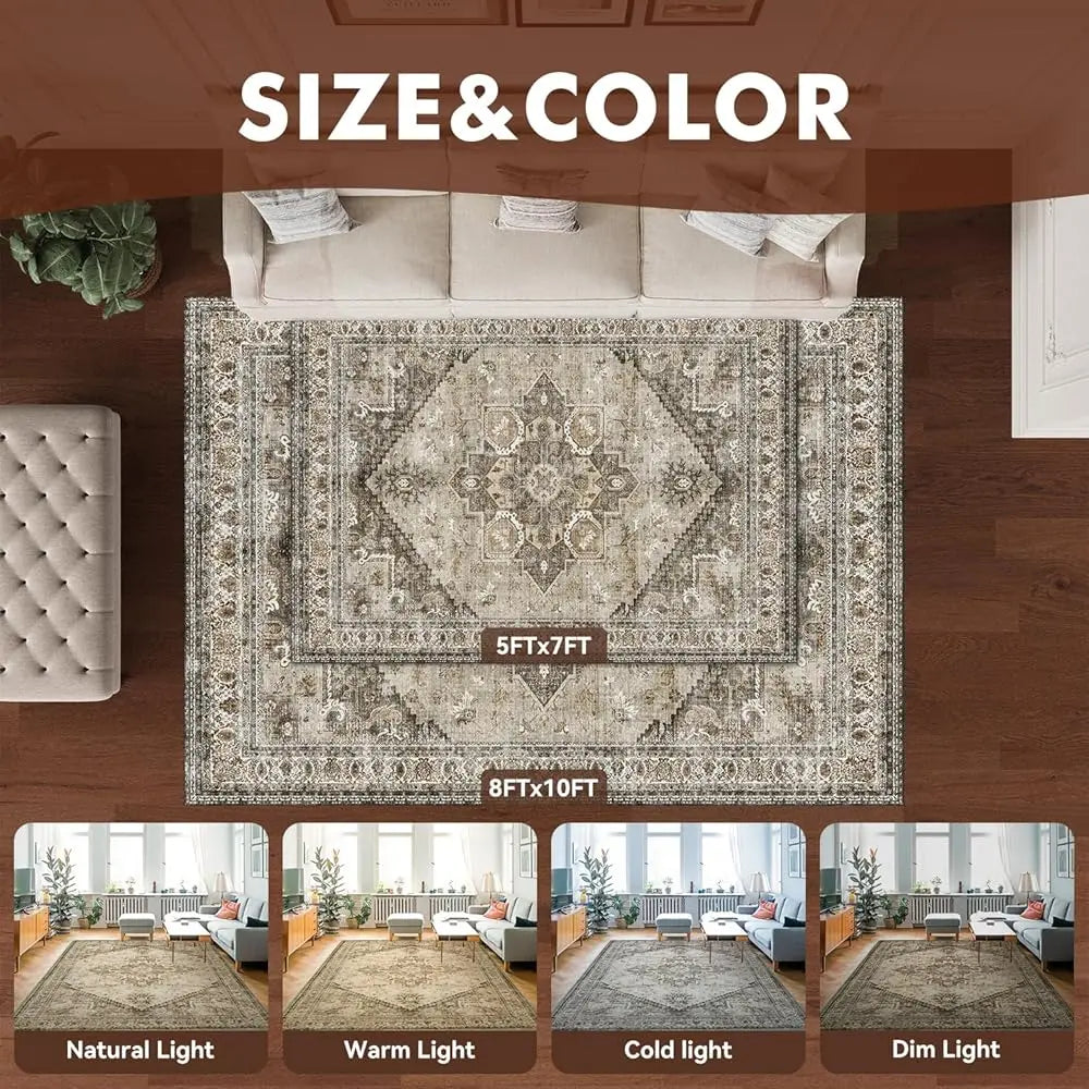 8x10 Neutral Beige Washable