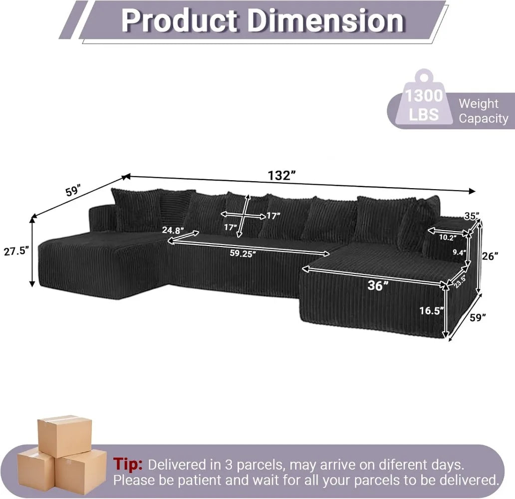 130" U-Shaped Cloud Sofa Bed
