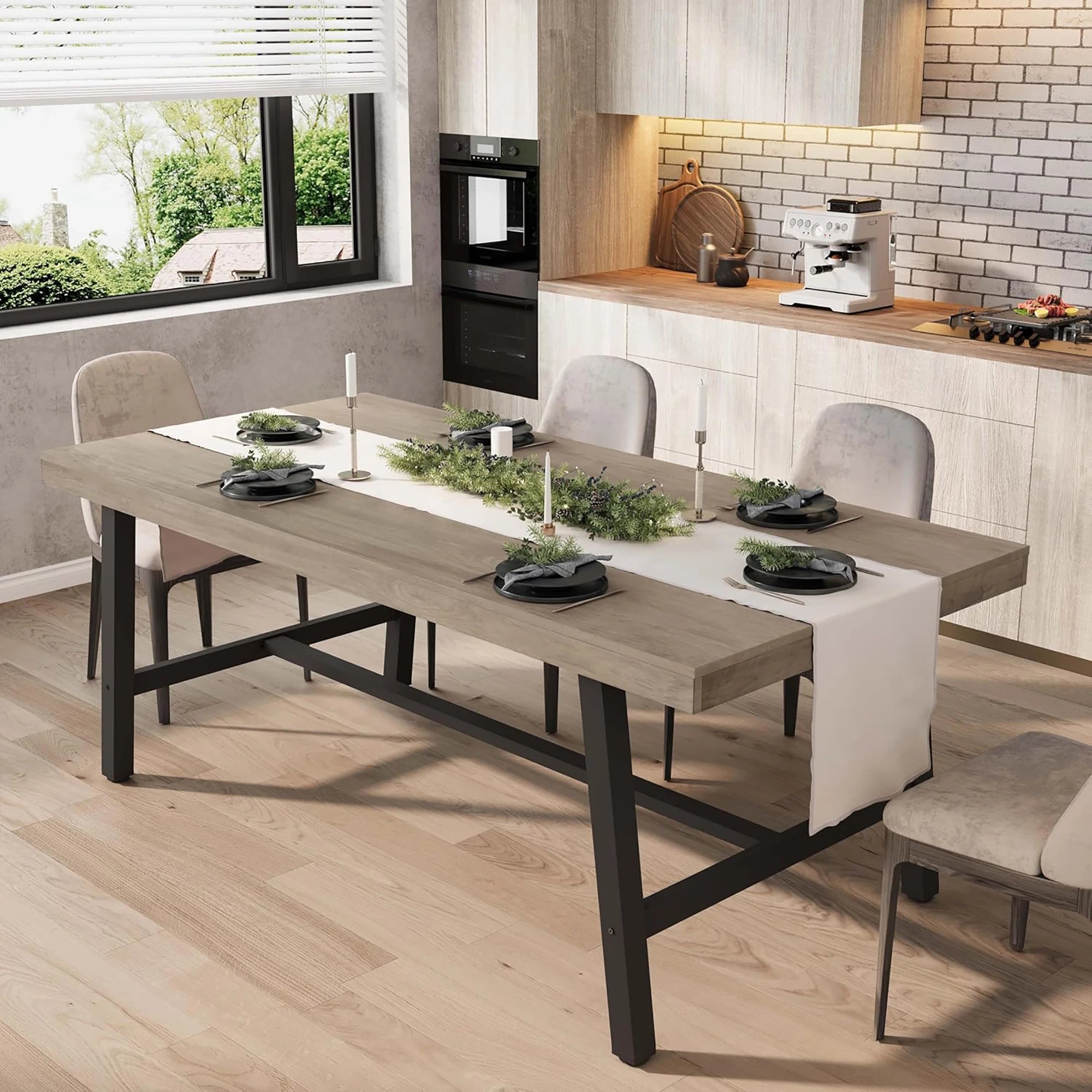 70.87" Industrial For 6-8, Wooden Rectangular