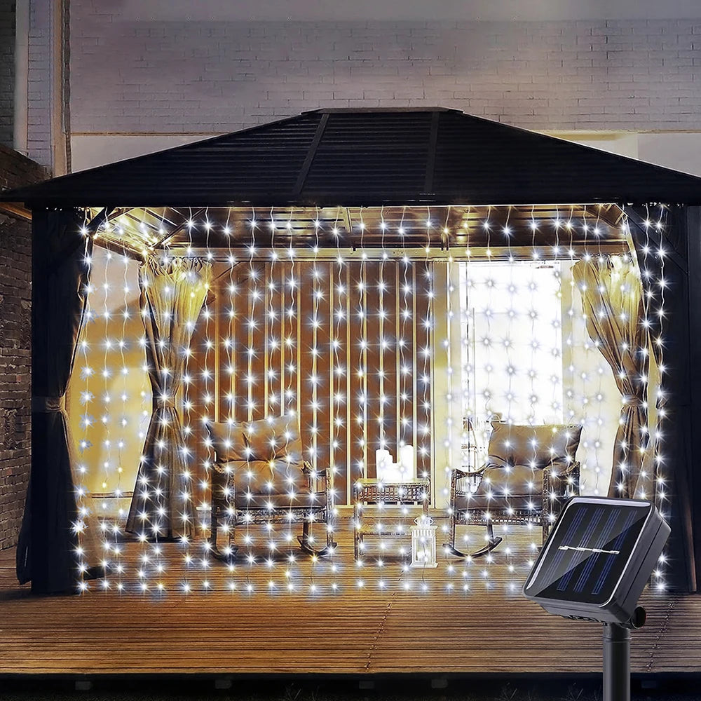 300 LED Solar Curtain Lights