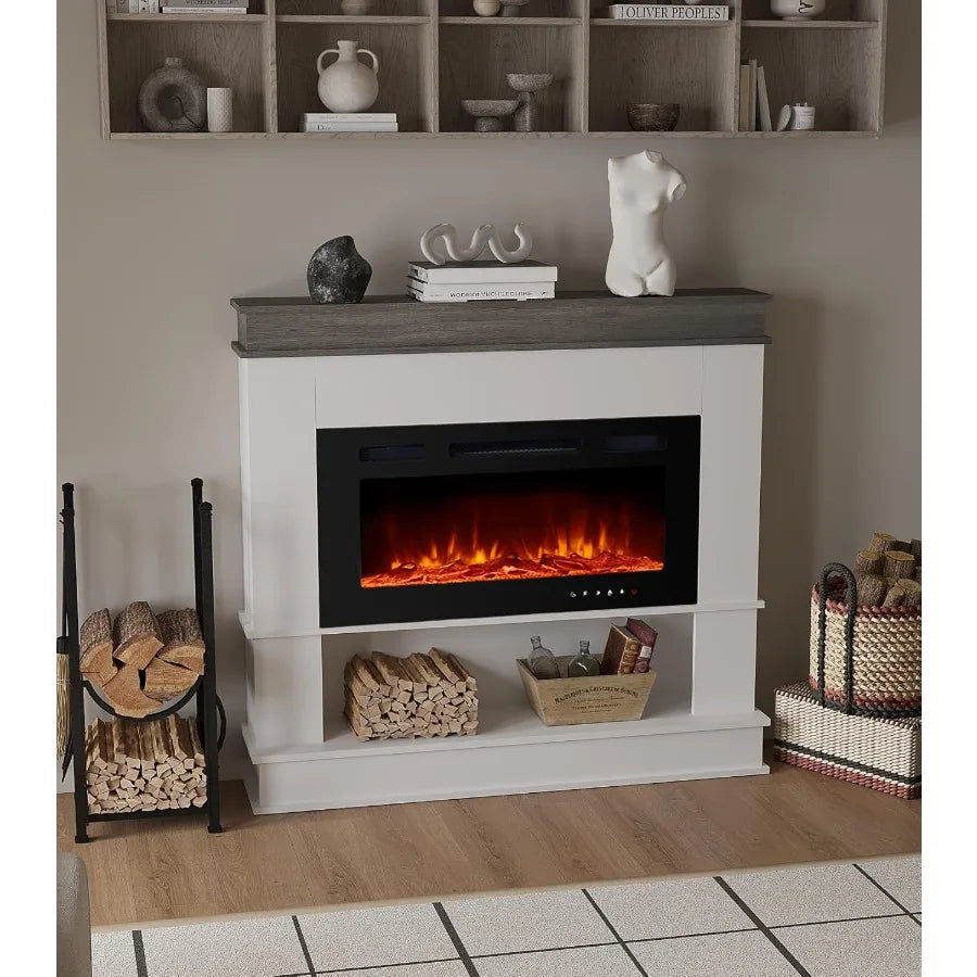 Freestanding Electric Fireplace Mantel 50"