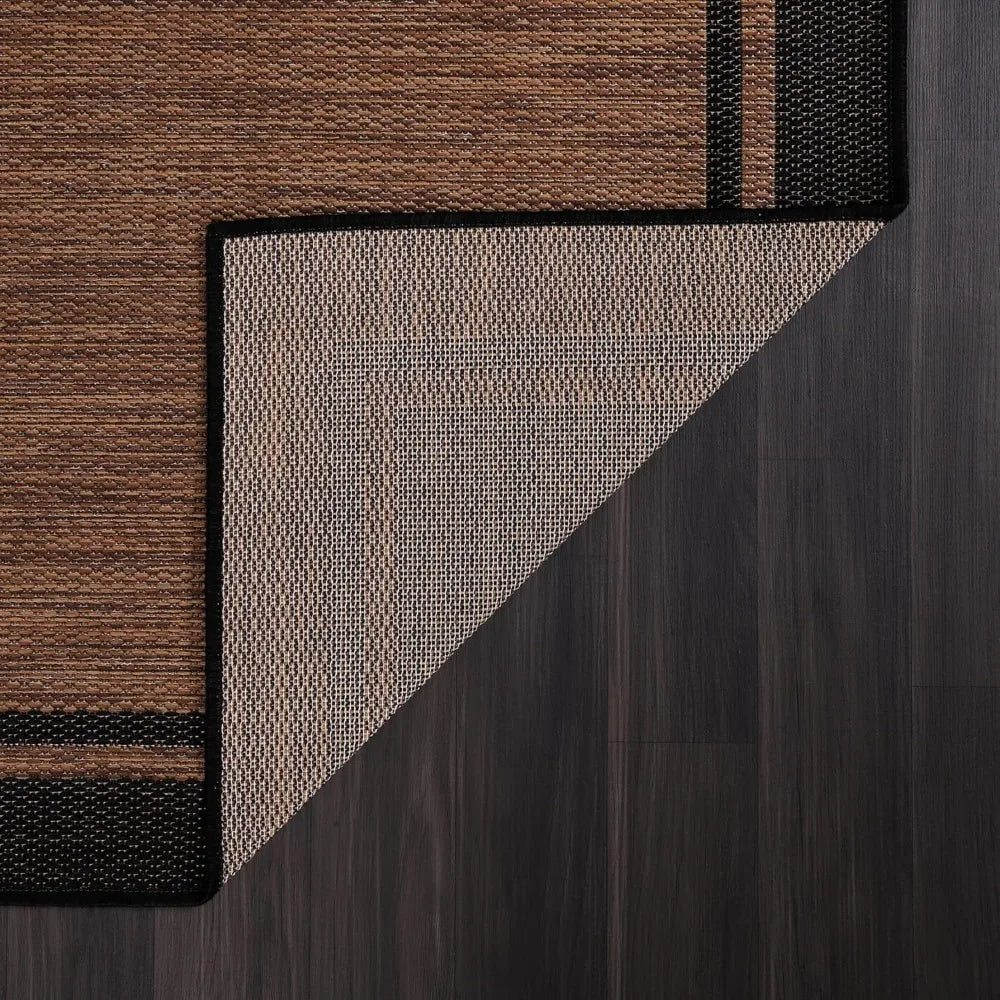 9x12 Indoor- Outdoor Bordered Nut Brown/Black