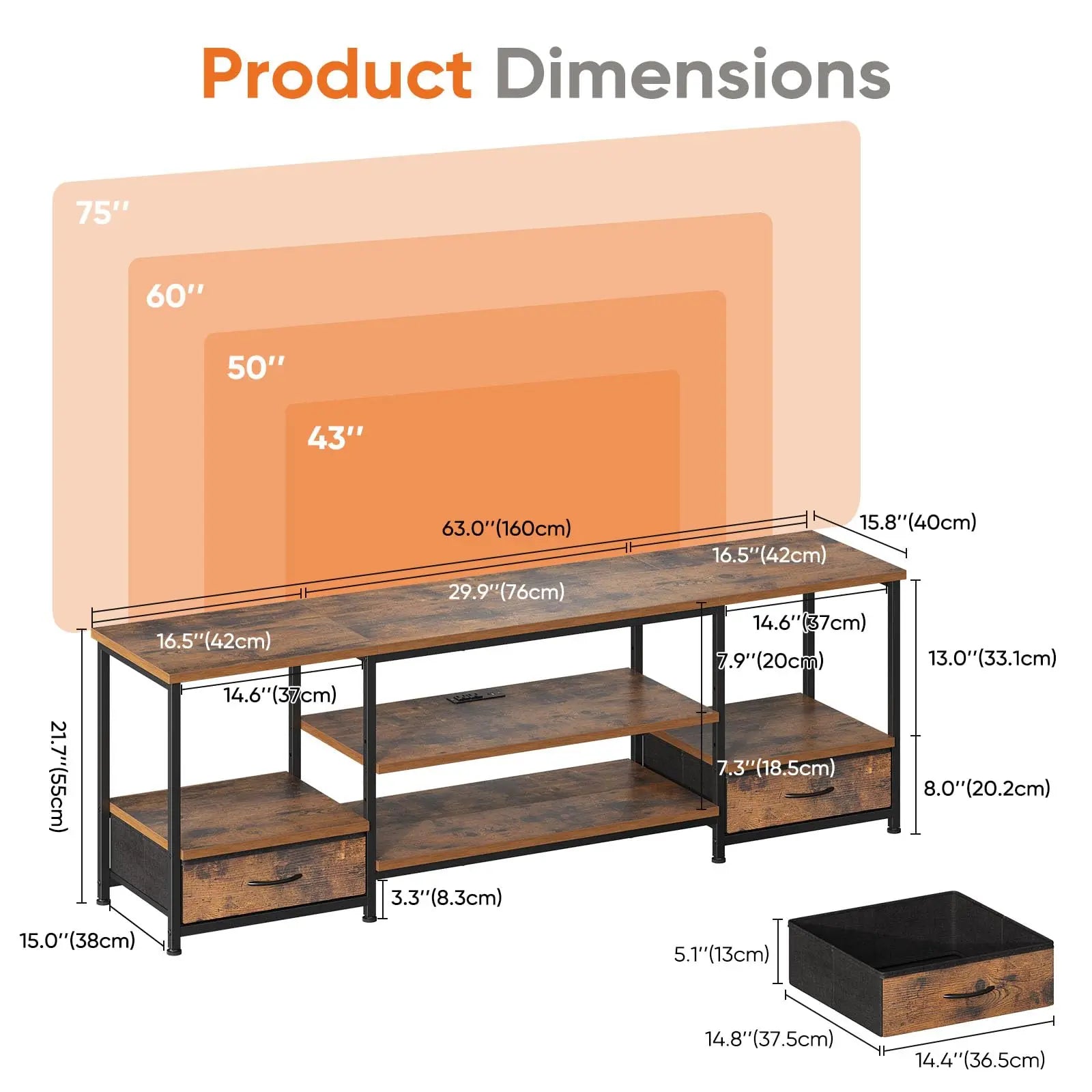63" Wooden Stand To 75" TV
