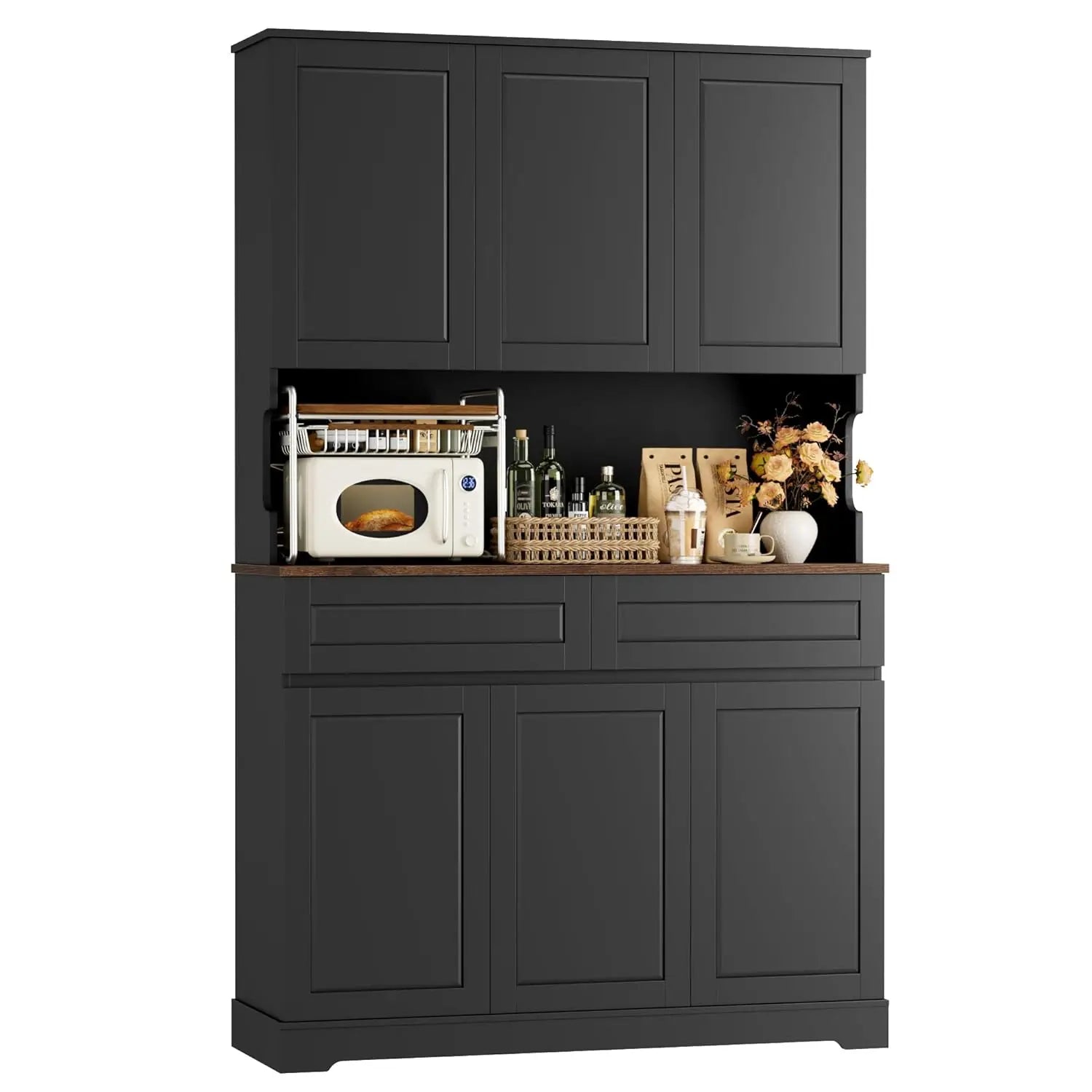 74" Tall Pantry Cabinet 6 Doors 2 Drawers