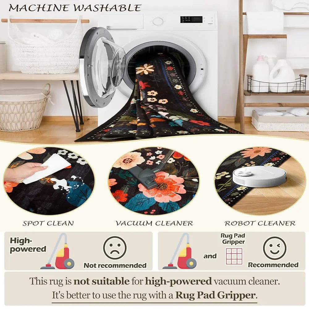 6X9 Floral Area Rug Washable