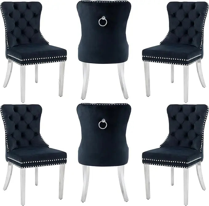 6 Velvet Wood Legs Pull Ring, Luxury