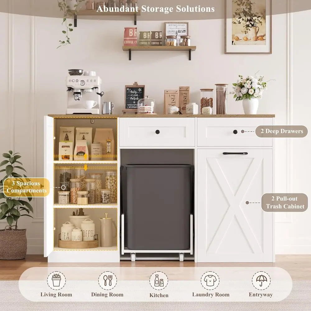 47" Large Double Kitchen Trash Cabinet