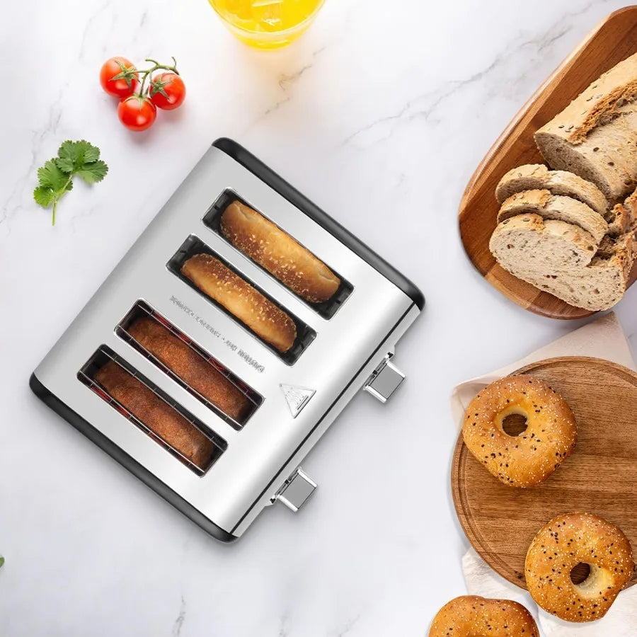 4 Slice Toaster, LED Display, Stainless