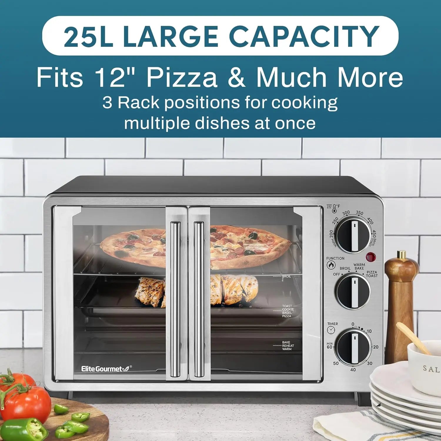 Double French Door Countertop Toaster Oven