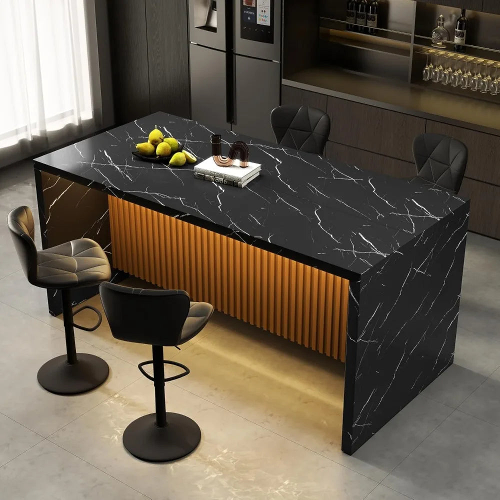 63x32" Large Modern Rectangle for 4-6 Faux Marble Island