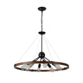 Industrial Retro Iron & Wood Chandelier