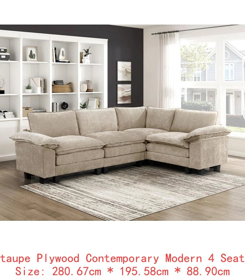 Plush Cenille Modular Sectional Sofa Set